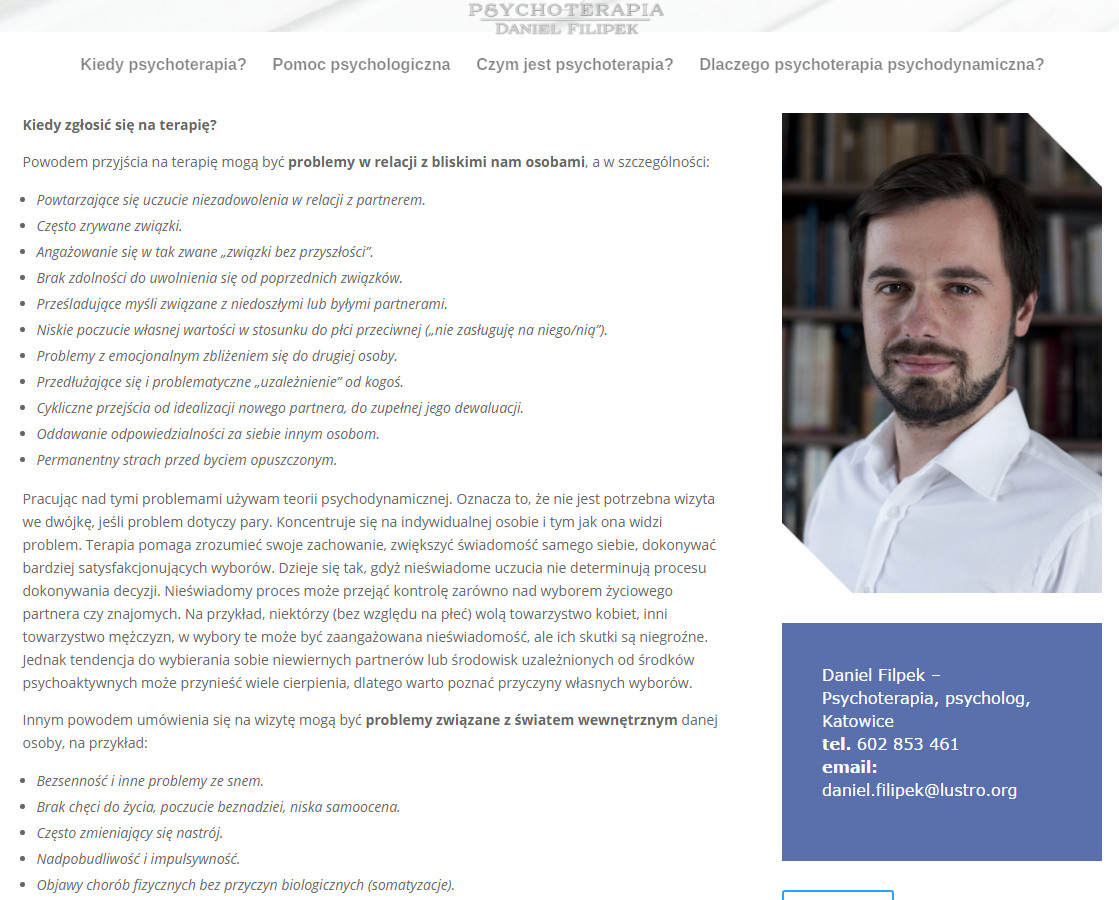 Psychoterapia Psychodynamiczna – Daniel Filipek, Katowice [wywiad]